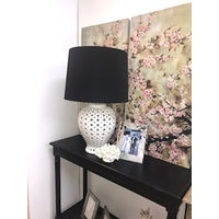 Lattice Tall White Table Lamp with Shade